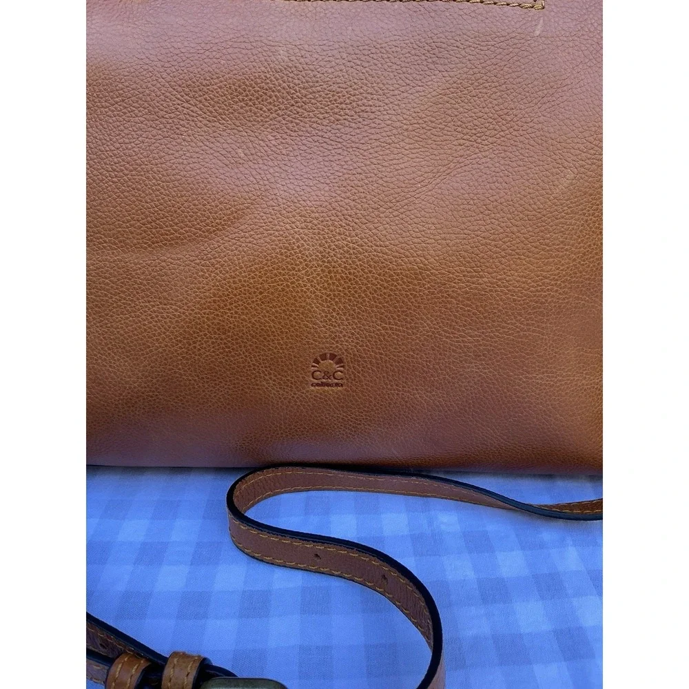 C & C California Leather‎ Bag Satchel Crossbody Tote Womens Bag British Tan